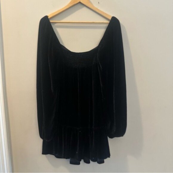 Aura Black Velvet  Regency Gothic Babydoll Mini Dress Size Medium - Picture 5 of 16